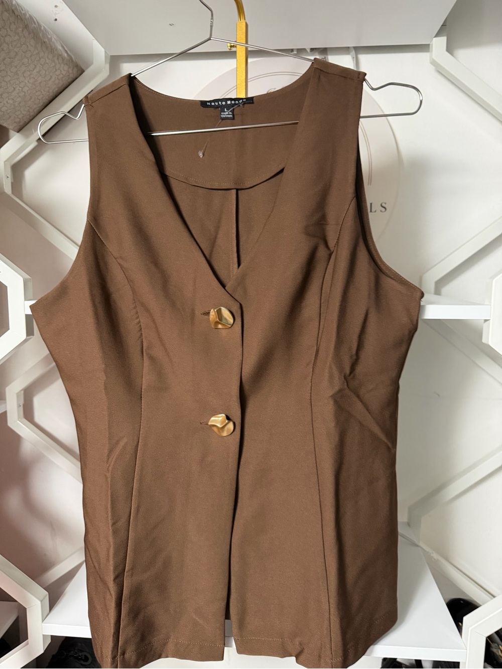 Classic Brown Sleeveless Button Vest